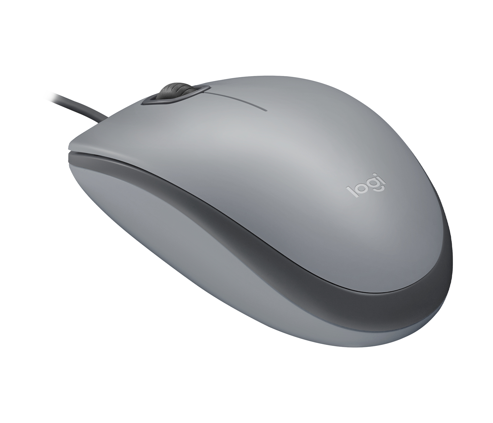 Logitech M110 Silent - Rato - destros e canhotos - óptico - 3 botões - com cabo - USB-A - cinza médio