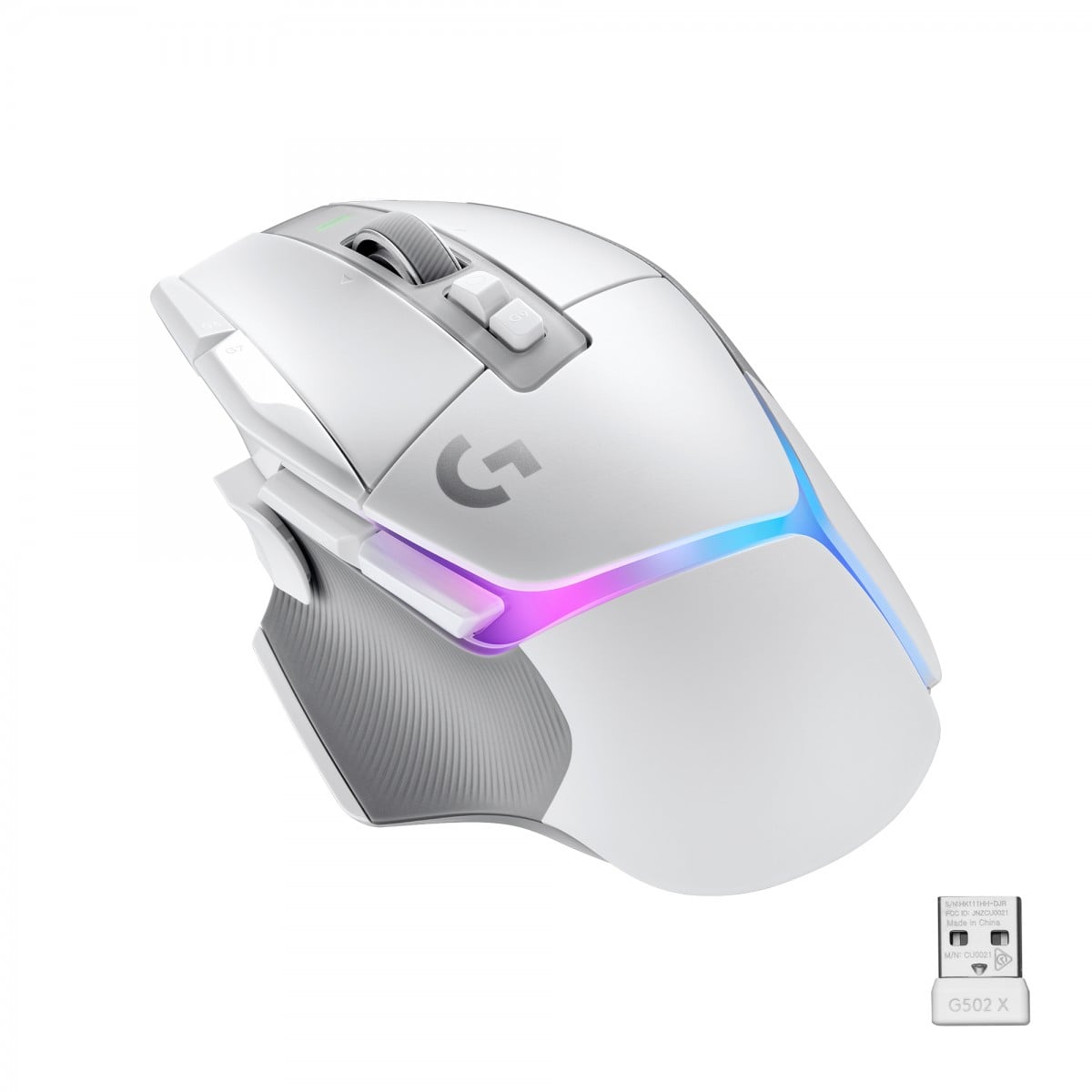 Logitech G G502 X PLUS - Rato - óptico - 11 botões - sem fios - 2.4 GHz - recetor USB Logitech LIGHTSPEED - branco