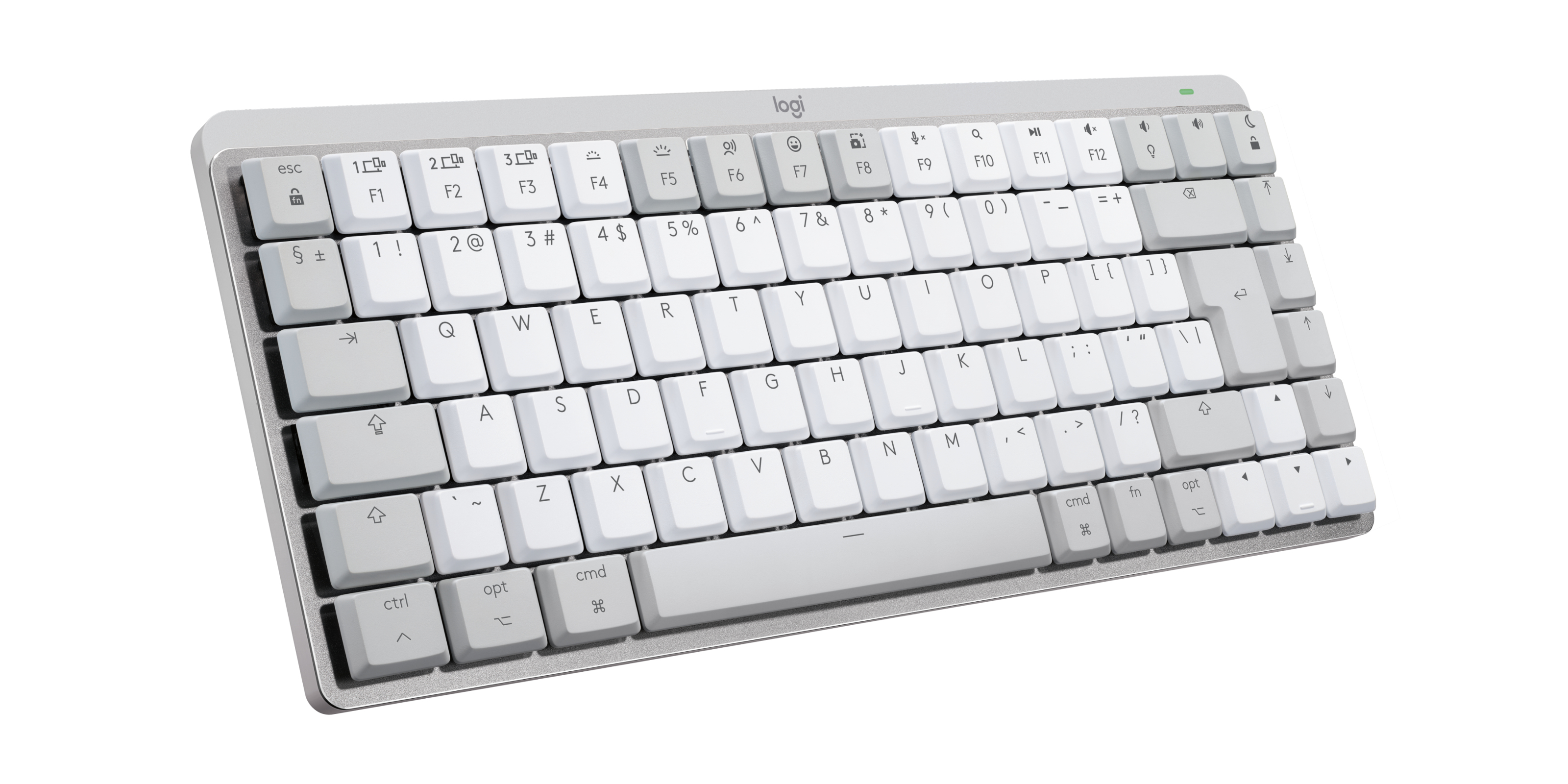 Logitech Master Series MX Mechanical Mini for Mac - Teclado - retroiluminação - sem fios - Bluetooth LE - QWERTY - Padrão internacional americano - interruptor: Tátil Silencioso - cinza pálido