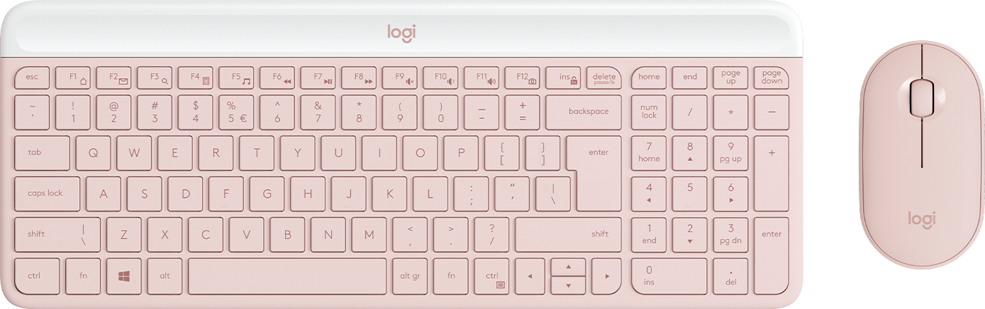 Logitech Slim Wireless Combo MK470 - Conjunto de teclado e rato - sem fios - 2.4 GHz - QWERTY - Padrão internacional americano - rosa