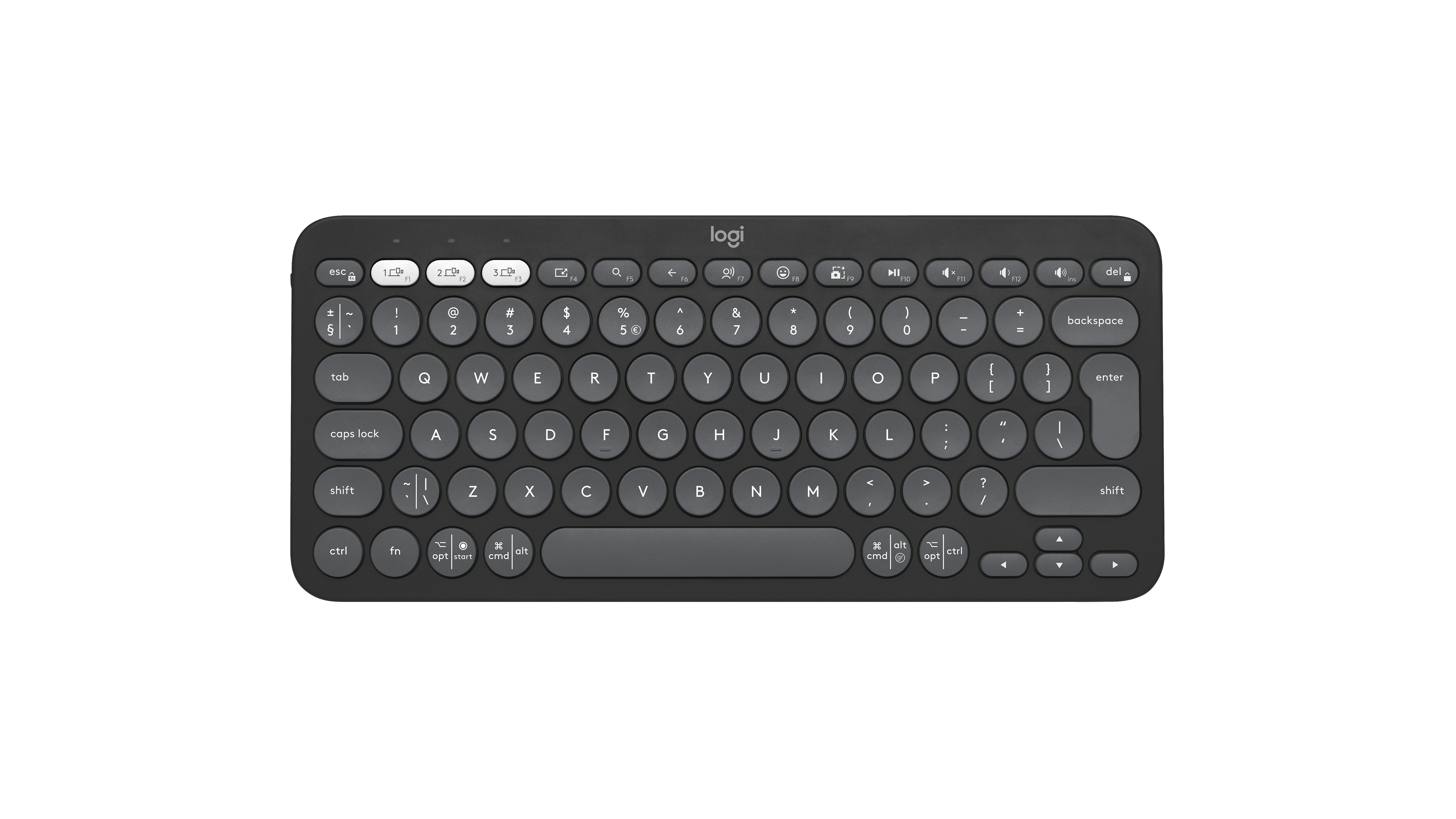 Logitech Pebble Keys 2 K380s - Teclado - sem fios - Bluetooth LE - QWERTY - Padrão internacional americano - grafite tonal