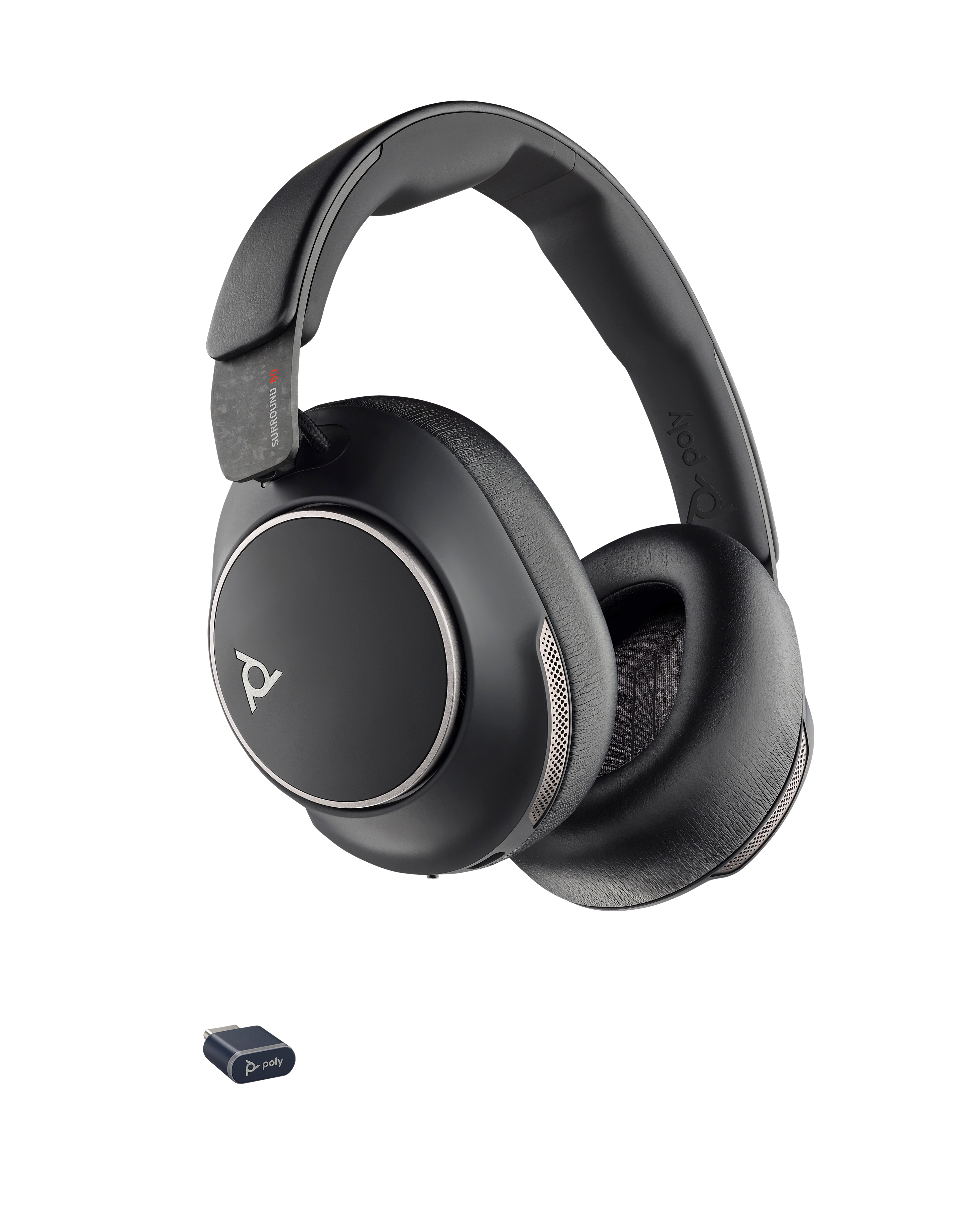 Poly Voyager Surround 80 UC - Voyager Surround 80 series - auscultadores - tamanho completo - bluetooth - sem fios - cancelamento de ruído activo - USB-C através de adaptador de Bluetooth - preto - Certificado para o Microsoft Teams Open Office - Rep