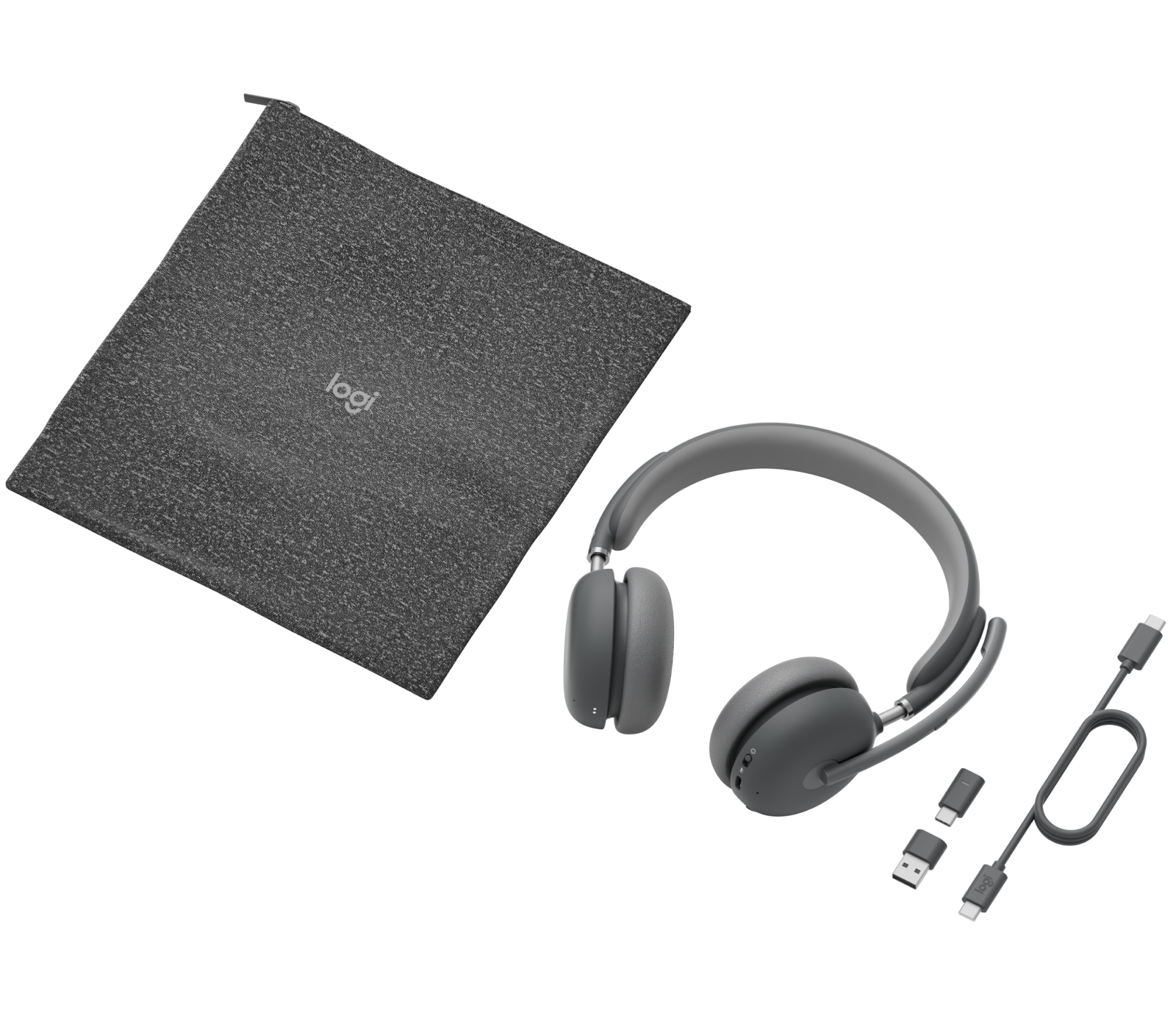 Logitech Zone Wireless 2 UC - Auscultadores - no ouvido - bluetooth - sem fios - cancelamento de ruído activo - USB-C através de adaptador de Bluetooth - grafite - Otimizado pata UC