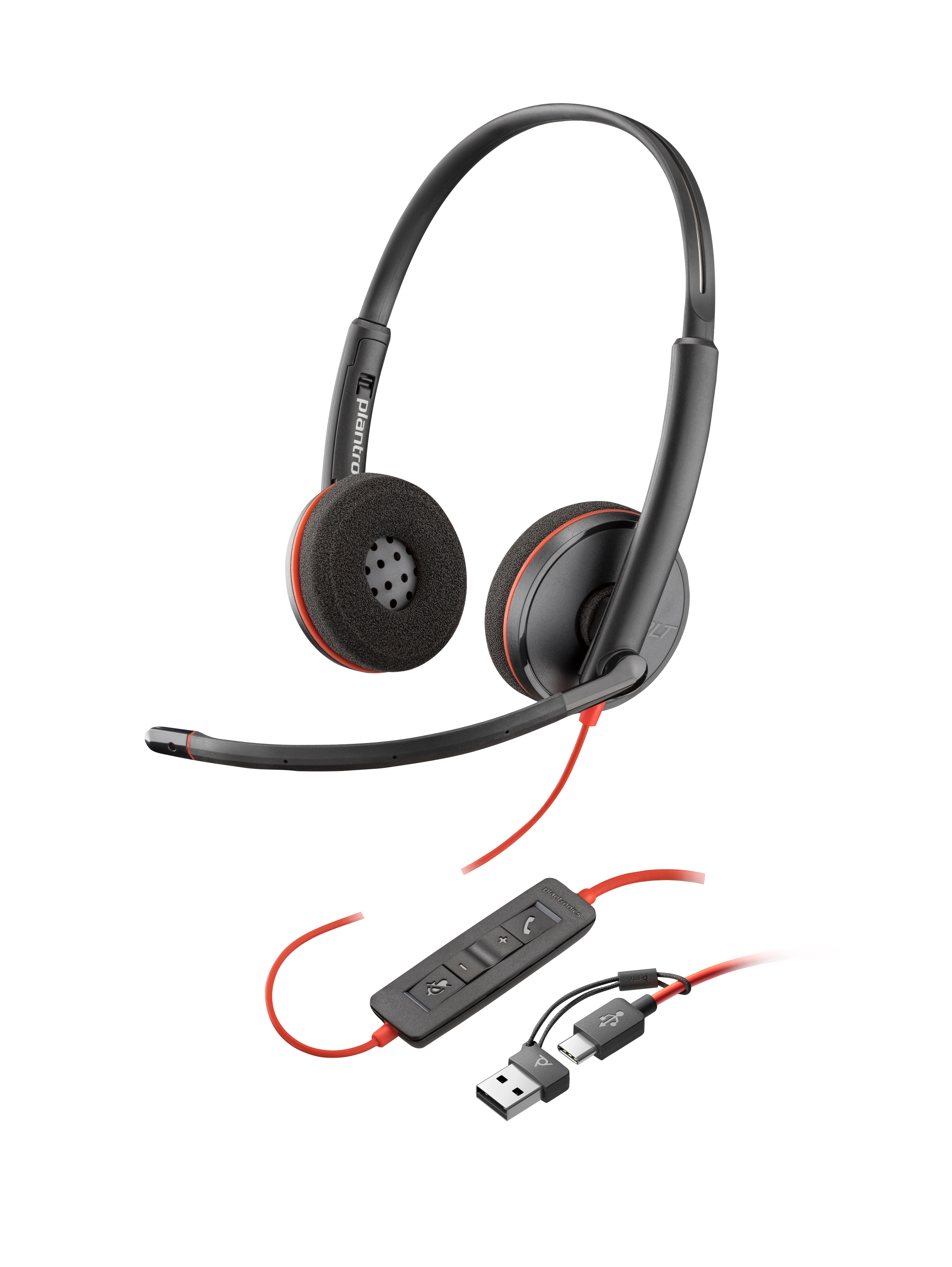 Poly Blackwire 3210 - Blackwire 3200 Series - auscultadores - no ouvido - com cabo - USB-C - preto - certificação UC, Certificado para Skype for Business, Certificação Cisco Jabber, Certificação Avaya - Replaces Poly SKU 209748-22
