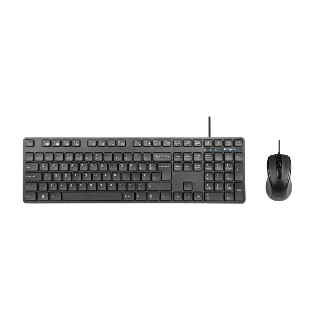 Targus - Conjunto de teclado e rato - combo - full size - antimicrobiana - USB - QWERTY - Reino Unido - preto - Layout Inglês