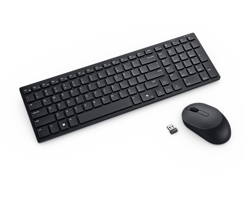 Dell Pro Compact Silent Keyboard and Mouse - KM555 - Conjunto de teclado e rato - sem fios - 2.4 GHz, Bluetooth 5.1 - QWERTY - Português - preto - com 3 years NBD Advance Exchange