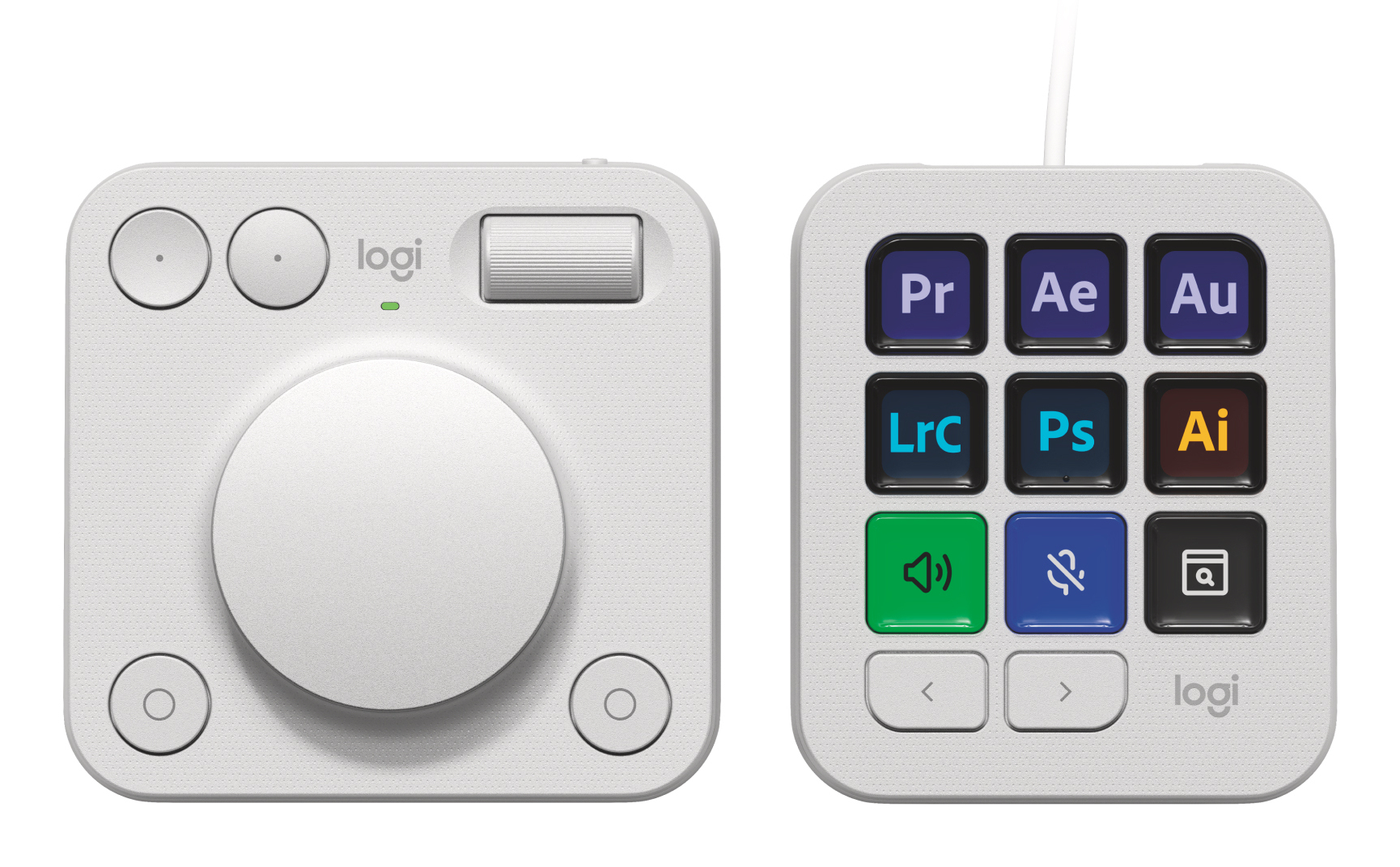 Logitech Master Series MX Creative Console - Conjunto de teclado e discador - luz traseira - USB-C - cinza pálido