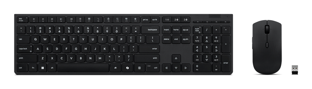 Lenovo Professional - Conjunto de teclado e rato - full size - sem fios - Bluetooth, 2.4 GHz - QWERTY - Português - cinza - caixa castanha