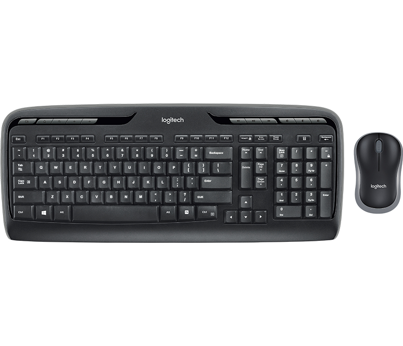 Logitech Wireless Combo MK330 - Conjunto de teclado e rato - sem fios - 2.4 GHz - Reino Unido - preto - Layout Inglês