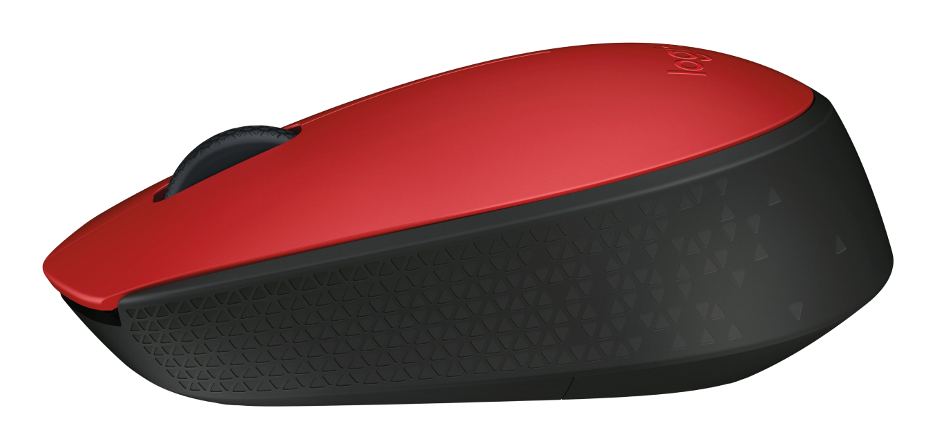 Logitech M171 - Rato - sem fios - 2.4 GHz - receptor sem fio USB - preto, vermelho