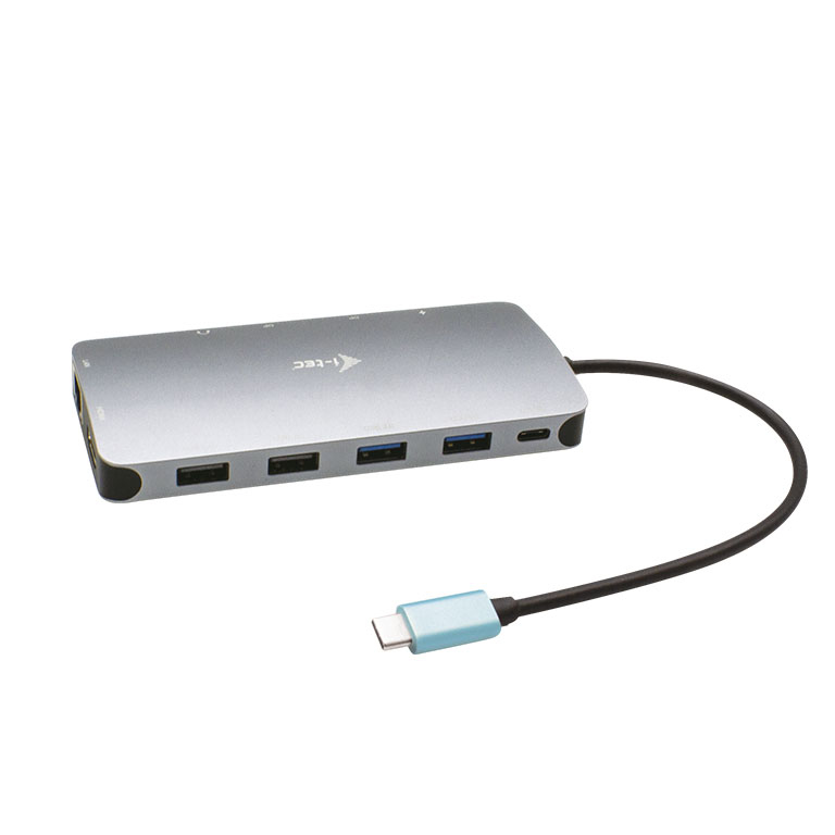 I-TEC USB-C Metal Nano Dock 2xDP 1xHDMI 1xGLAN 1xAudio/Mic 2xUSB 3.1 2xUSB 2.0 1xUSB-C Data 1xUSB-C 100W PD, Optional Power Supply