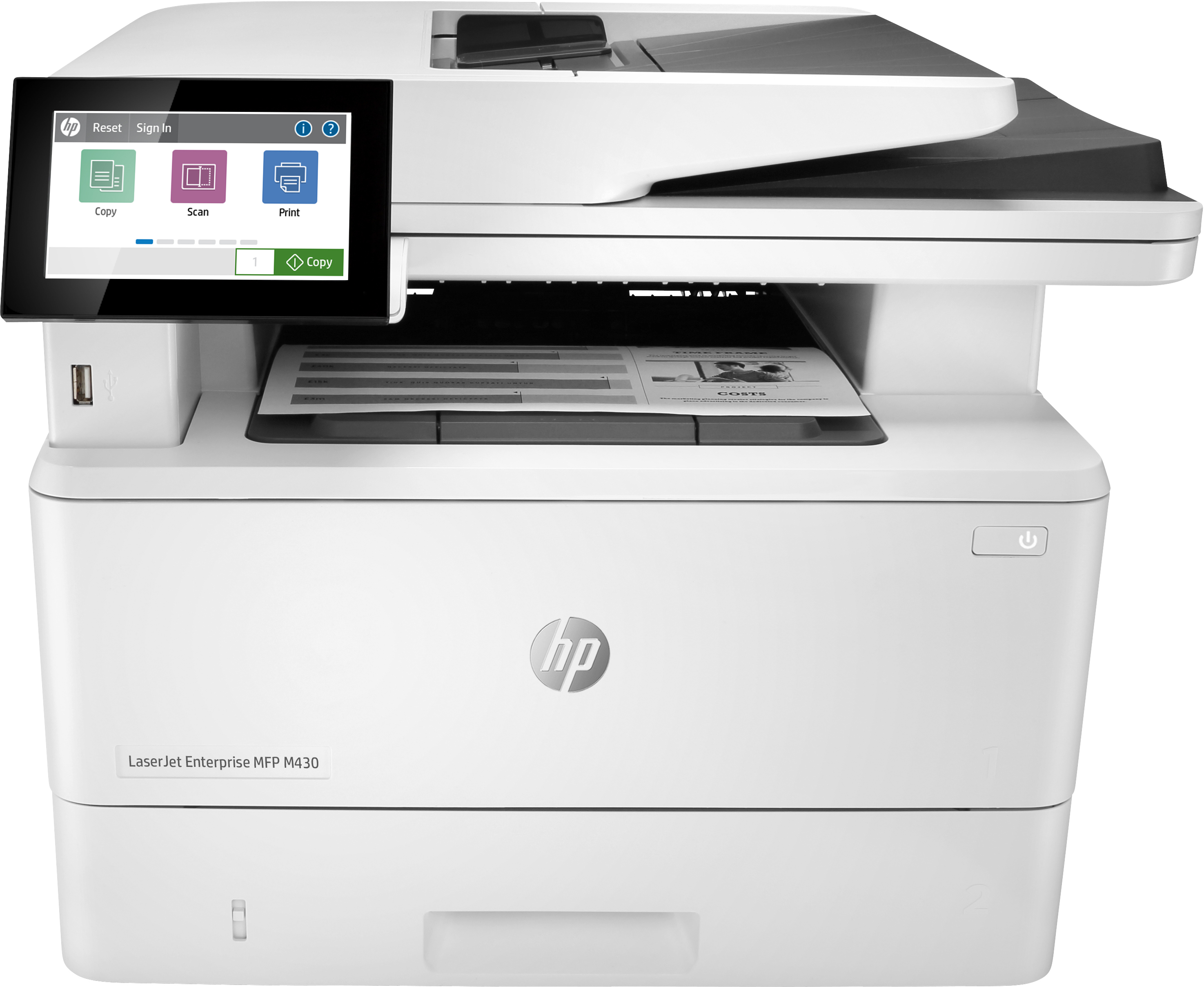 HP LaserJet Enterprise MFP M430f MFP Mono laser 216x297mm A4 38ppm Copy 40ppm Print 350sheets USB LAN