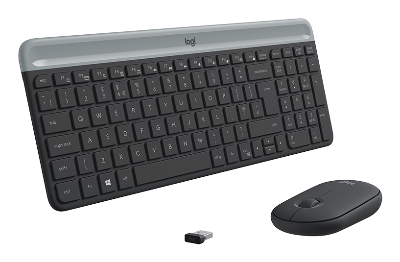 Logitech Slim Wireless Combo MK470 - Conjunto de teclado e rato - sem fios - 2.4 GHz - Padrão internacional americano - grafite