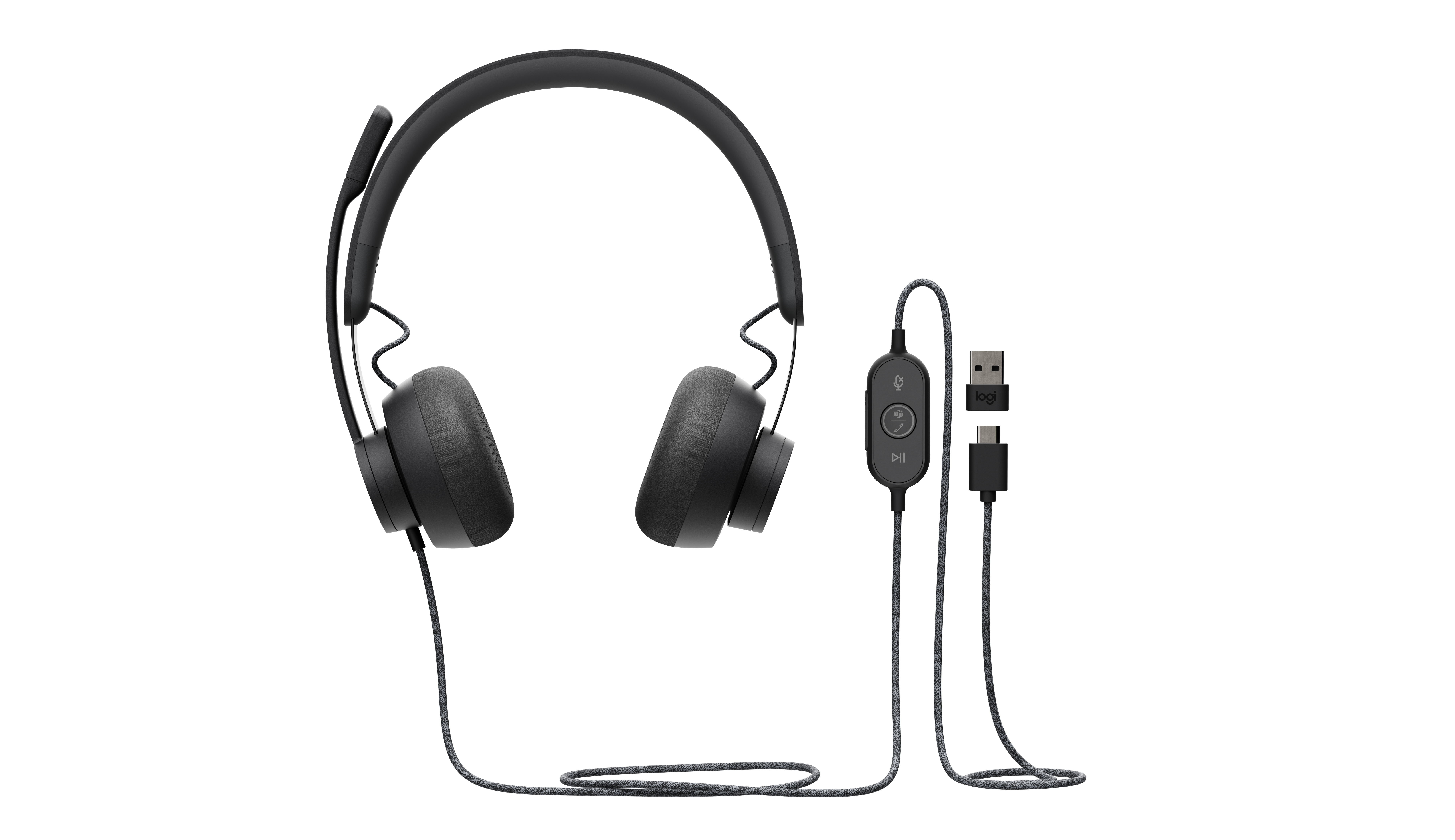 Logitech Zone Wired MSFT Teams - Auscultadores - no ouvido - com cabo - USB-C - grafite - Certificado para Microsoft Teams