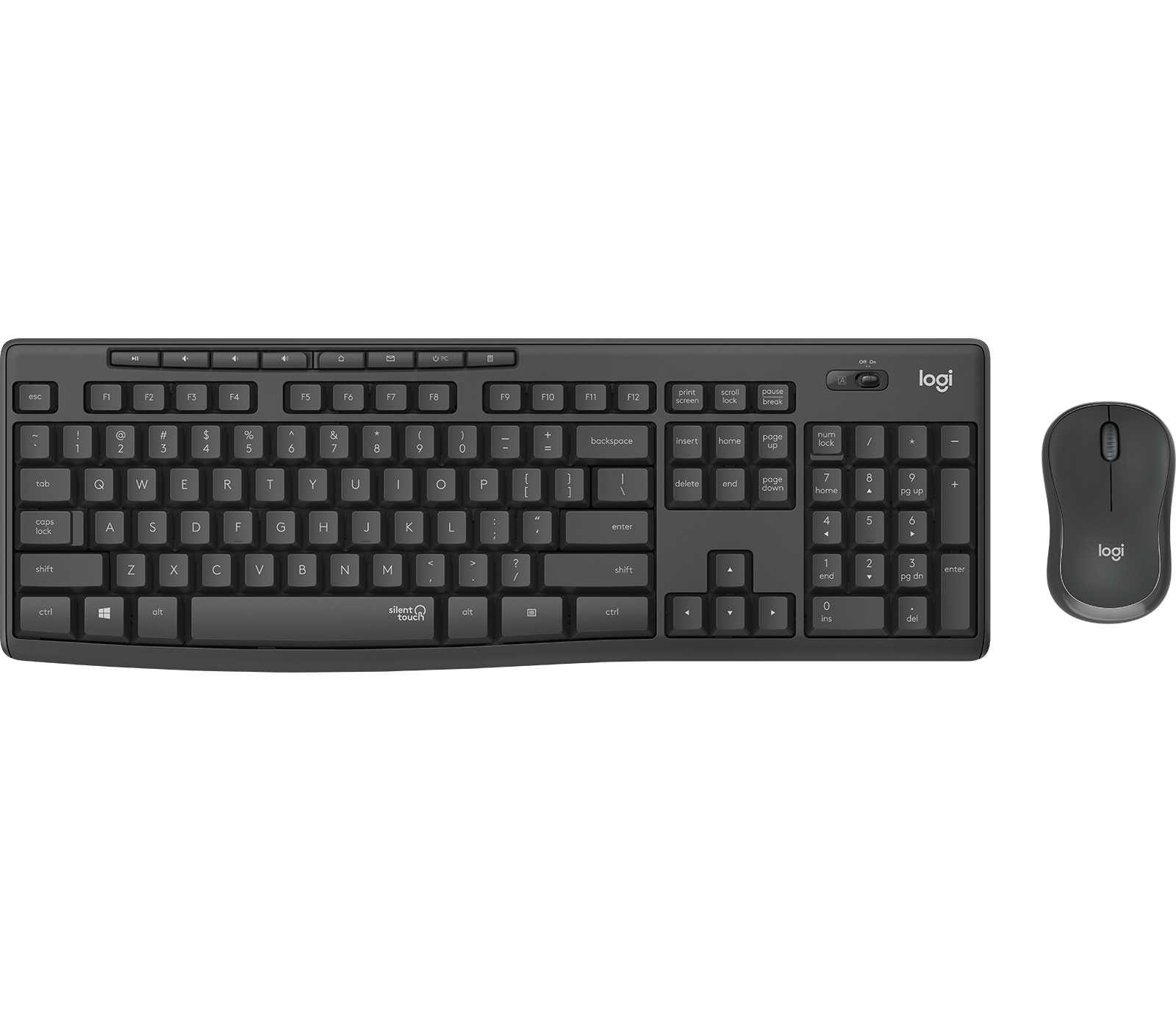 Logitech MK295 Silent - Conjunto de teclado e rato - sem fios - 2.4 GHz - Português - grafite