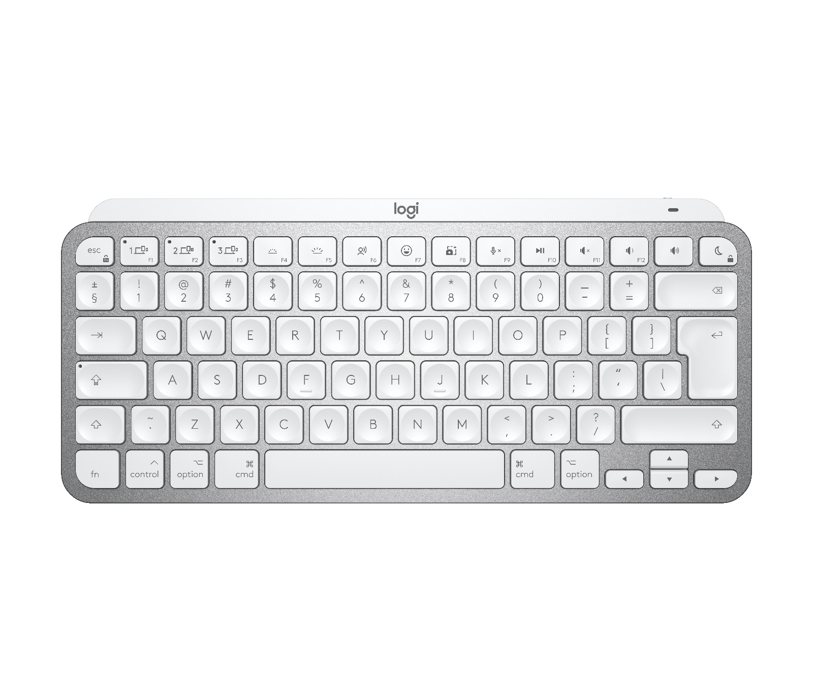Logitech MX Keys Mini for Mac - Teclado - retroiluminação - sem fios - Bluetooth - QWERTY - Padrão internacional americano - cinza pálido