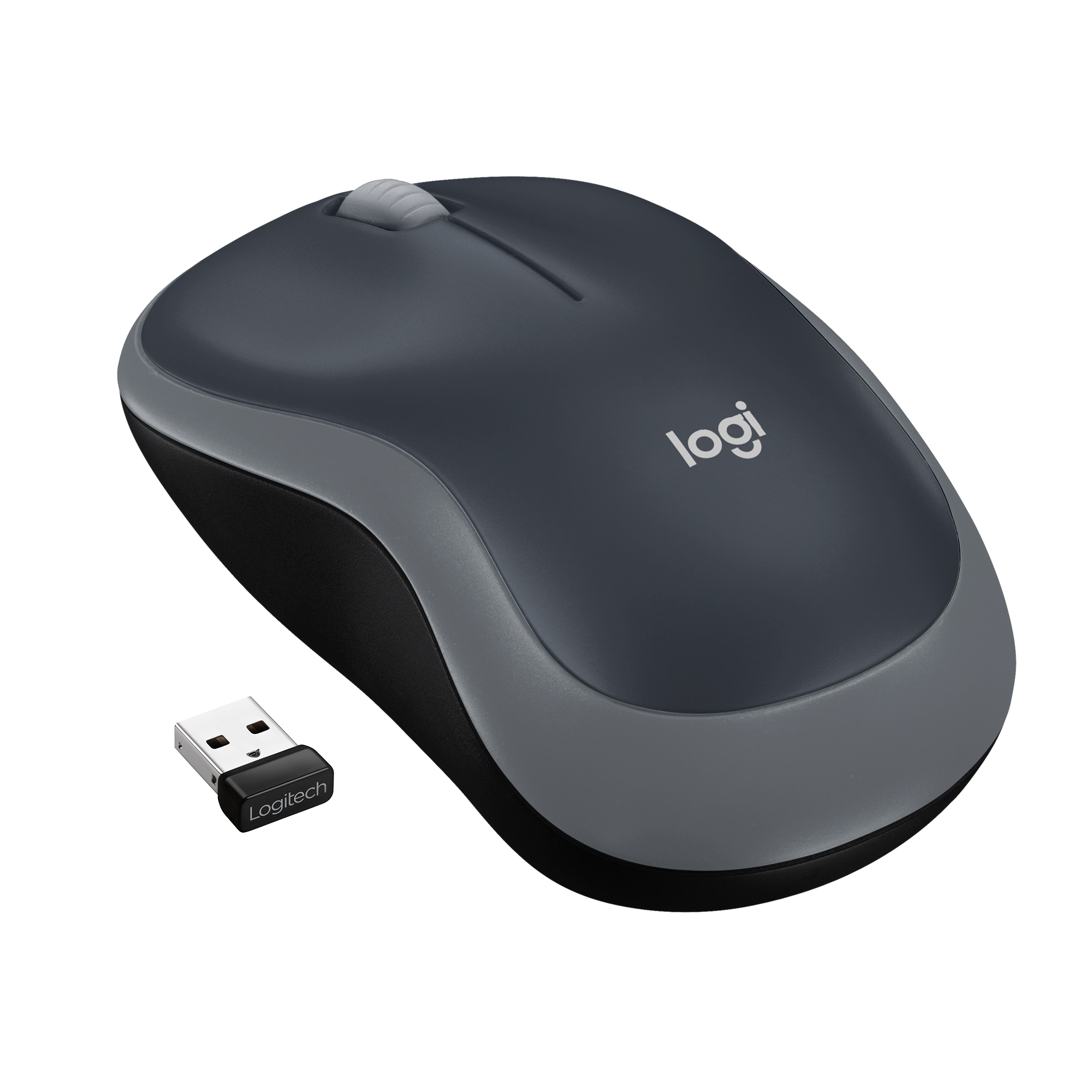 Logitech M185 - Rato - óptico - sem fios - 2.4 GHz - receptor sem fio USB - cinza
