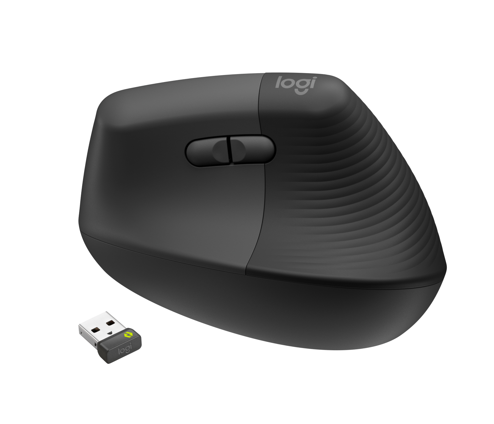 Logitech Lift for Business - Rato vertical - ergonómico - 6 botões - sem fios - Bluetooth, 2.4 GHz - recetor USB Logitech Logi Bolt - grafite