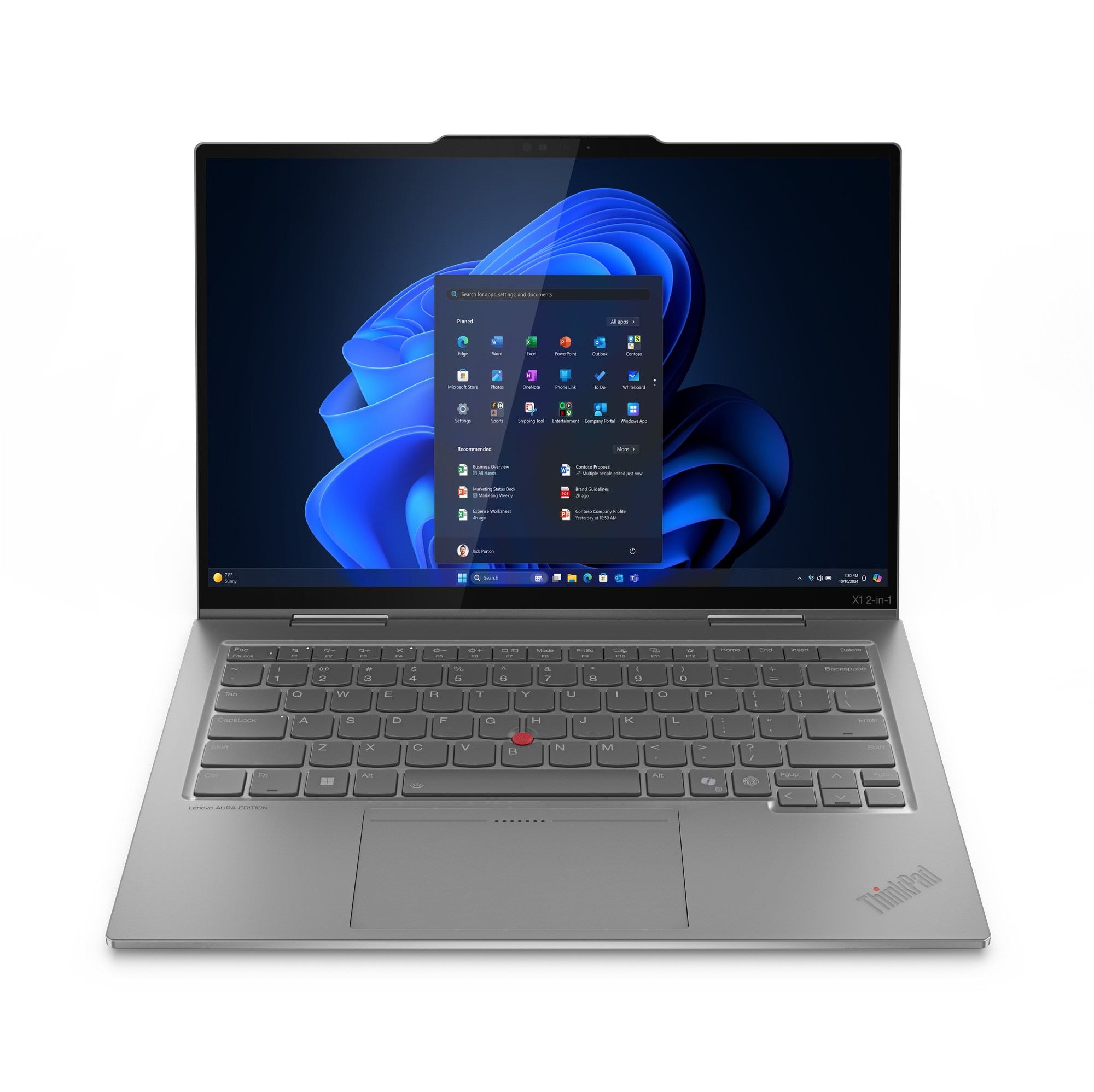 Lenovo ThinkPad X1 2-in-1 Gen 10 Aura Edition Copilot+ PC, Intel Core Ultra 7, 35,6 cm (14"), 2880 x 1800 pixels, 32 GB, 1 TB, Windows 11 Pro