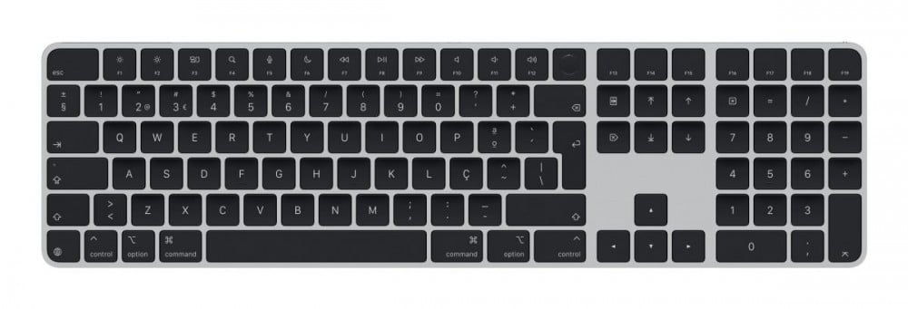Apple Magic Keyboard with Touch ID and Numeric Keypad - Teclado - USB-C - sem fios - Bluetooth - QWERTY - Português - teclas pretas