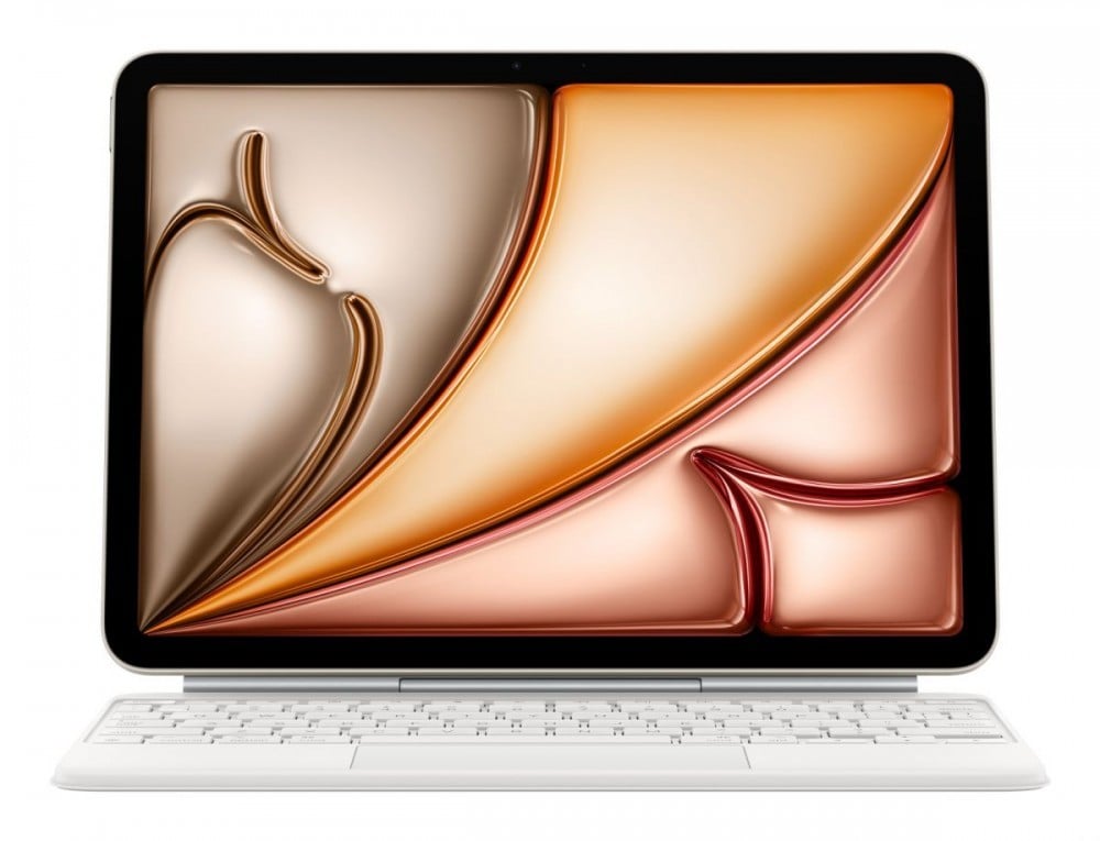 Apple Magic Keyboard - Teclado e pasta de folio - com trackpad - Apple Smart connector - QWERTY - Português - branco - para 10.9-inch iPad Air (4ª geração, 5ª geração), 11-inch iPad Air (M2, M3)