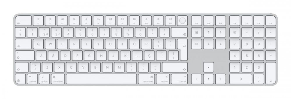 Apple Magic Keyboard with Touch ID and Numeric Keypad - Teclado - USB-C - sem fios - Bluetooth - QWERTY - Português - teclas brancas